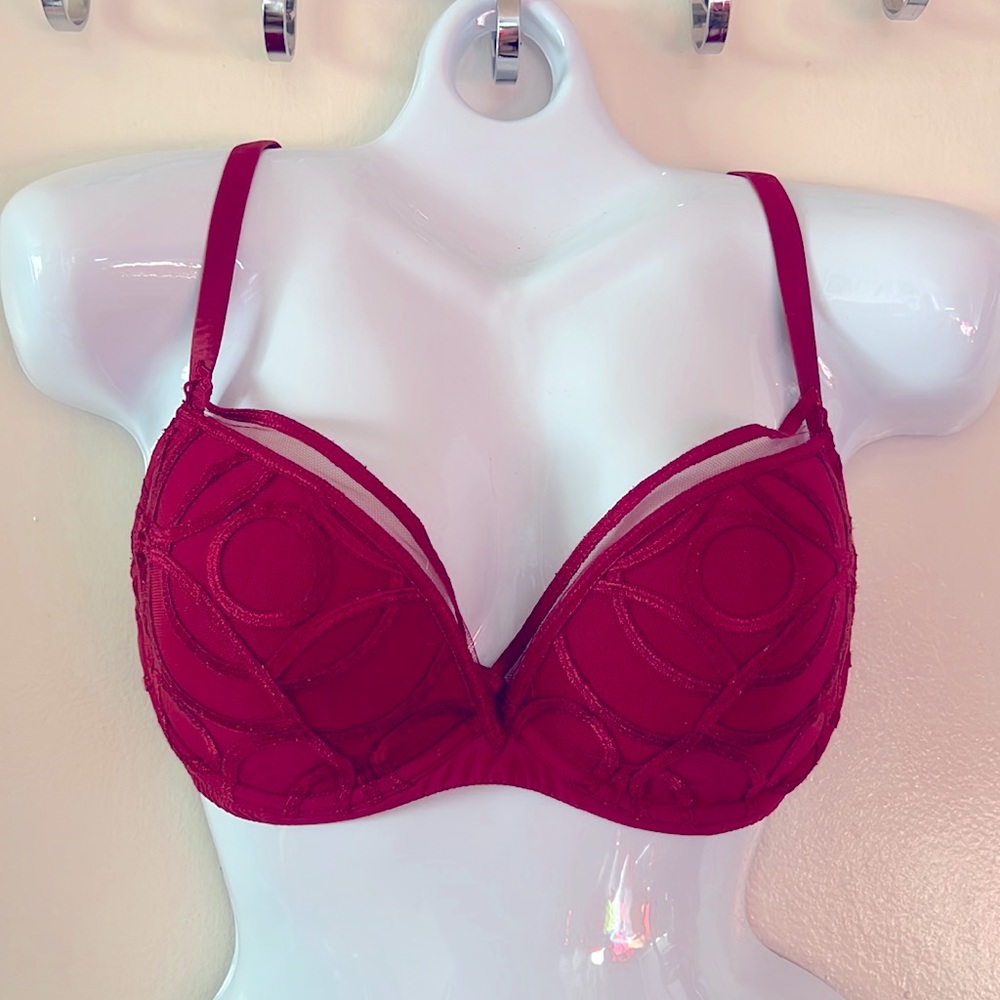 La Perla 36D maroon circles plunge bra